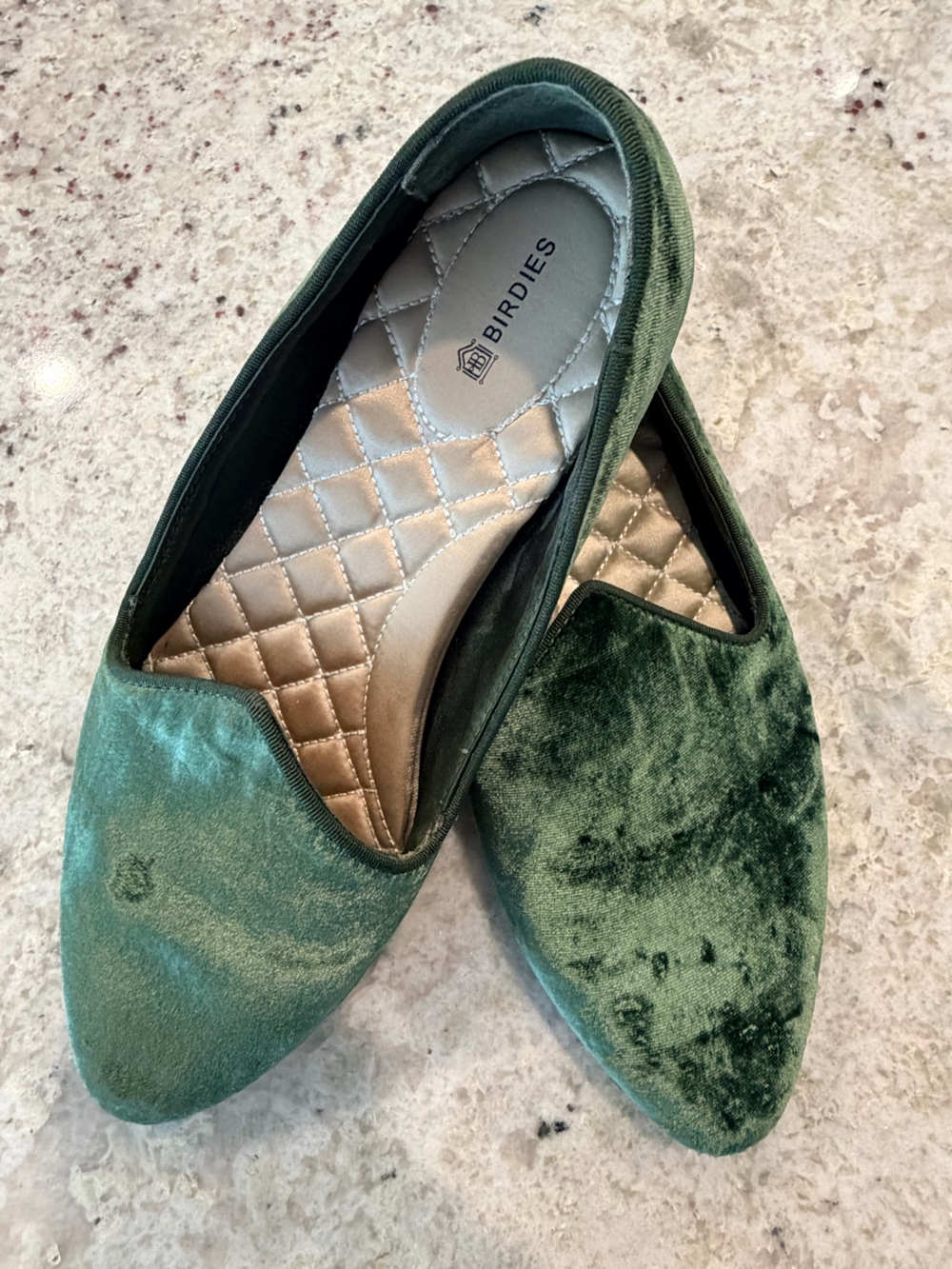 Birdies Emerald Green Velvet Slip-On Loafers
